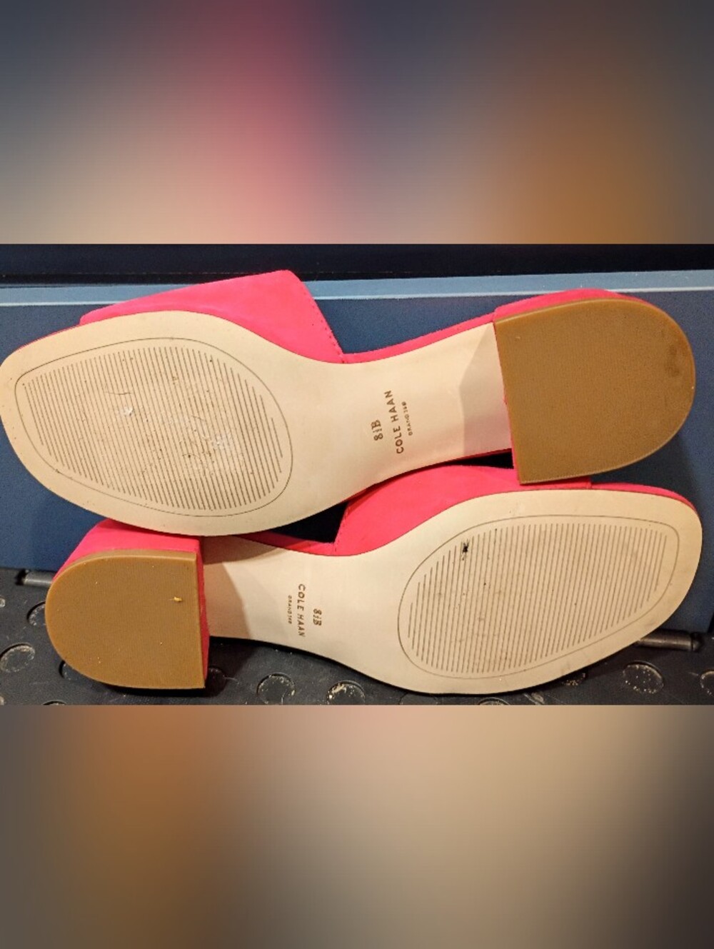 Cole Haan Calli Block Heel Slide in Geranium Suede 8.5 - Picture 4 of 6